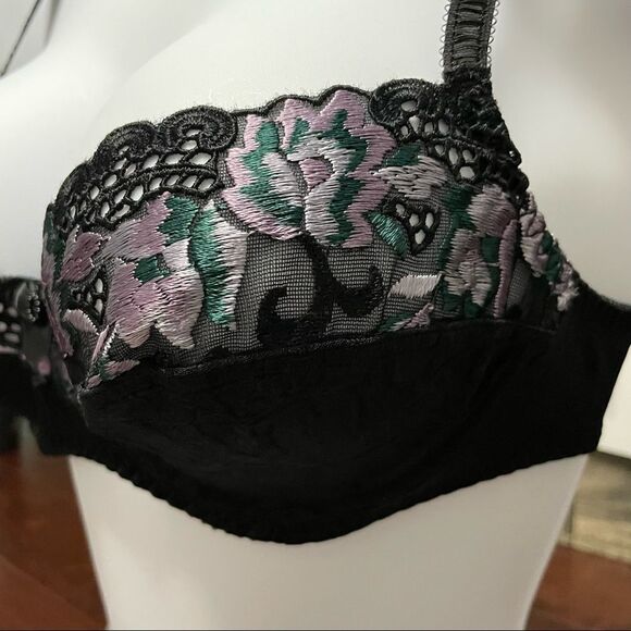 Gossard Black Lace Embroidered Floral Bra Size 34B - Picture 4 of 9